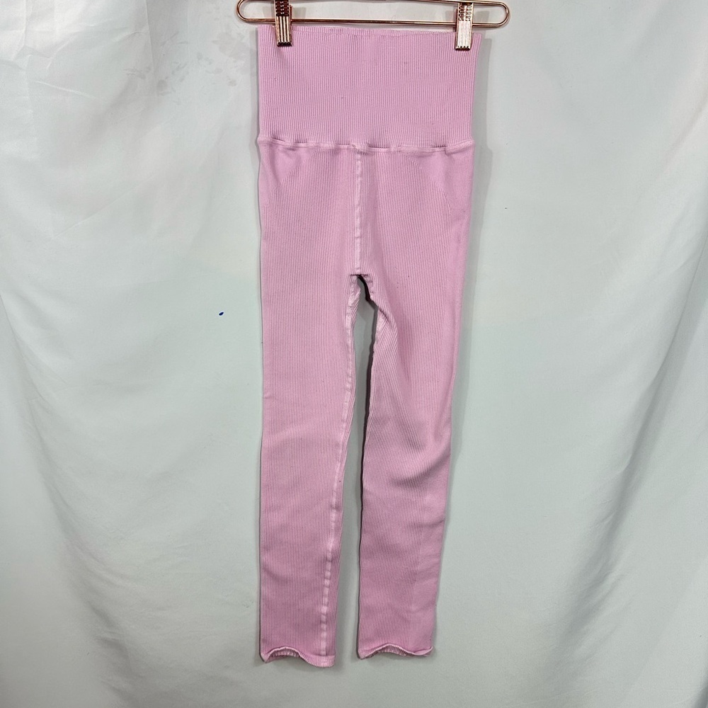 Free People Movement light pink ribbed high waisted leggings size S